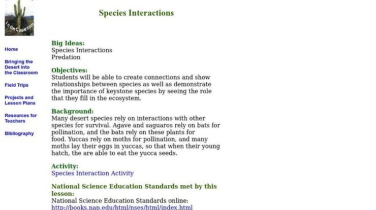 Species interactions worksheet answers key