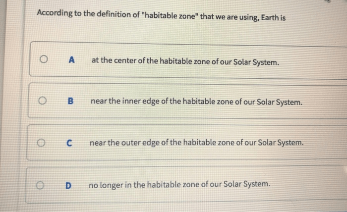 Habitable zones student guide answers