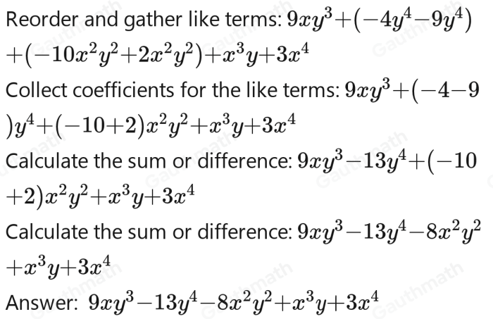 Which polynomial correctly combines the like terms