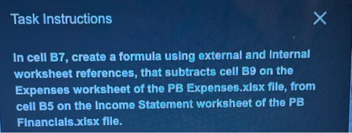 In cell b7 create a formula using external