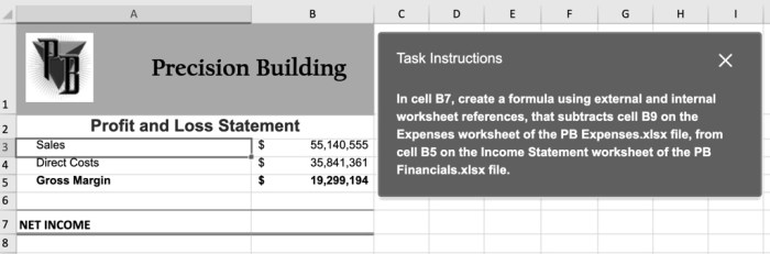 In cell b7 create a formula using external